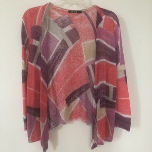 NIC+ZOE Multi-Colored Cardigan – Colors: Purple, Orange, Tan & White - Size S